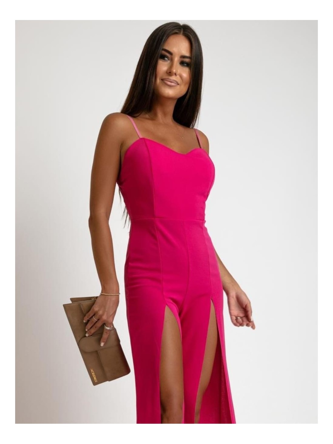 Summer jumpsuit with slits, dark pink AZR6987